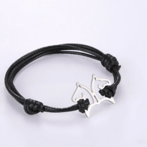 HorsebyAmy leren armband met dubbel paardenhoofd