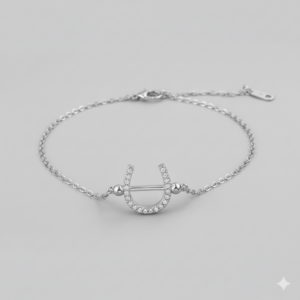 Zilveren 925 hoefijzerarmband met zirkonia