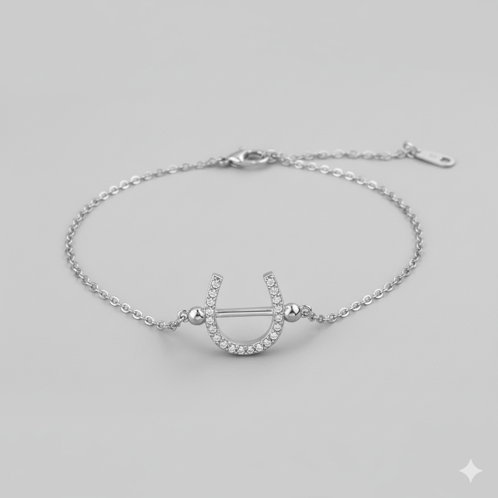 Zilveren 925 hoefijzerarmband met zirkonia