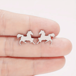 Paarden oorknopjes in Stainless steel