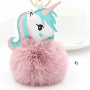 Unicorn Ponpom sleutelhanger