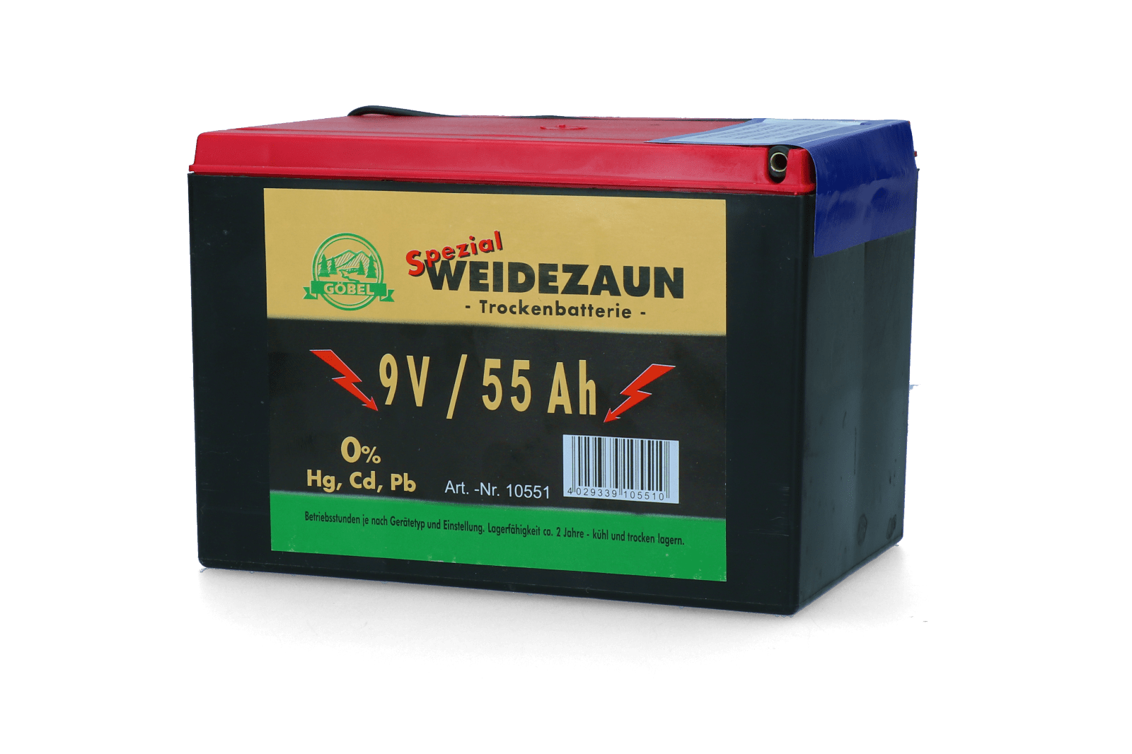 Batterij EG super 9V / 55Ah (H11,5 x L16,5 x B11,2 cm) 55 Ah