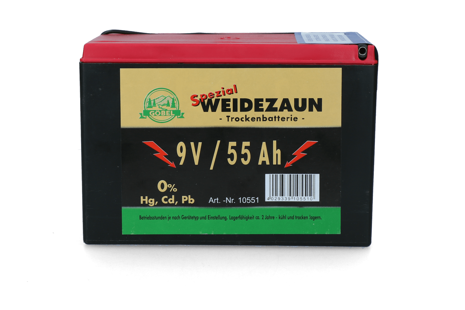 Batterij EG super 9V / 55Ah (H11,5 x L16,5 x B11,2 cm) 55 Ah - Afbeelding 3