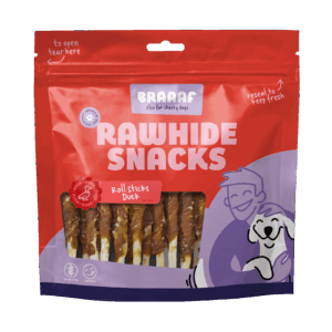 Braaaf Rawhide Roll Sticks Eend - 30 st.