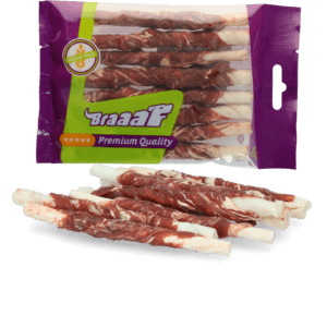 Braaaf Rawhide Roll Sticks Lam & Vis - 8 st.