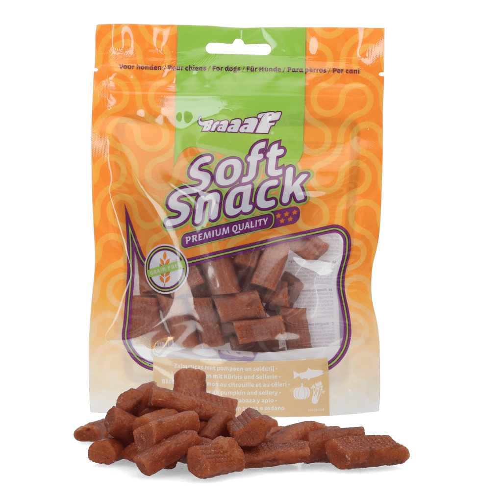 Braaaf Soft Snack met Zalm pompoen en selderij