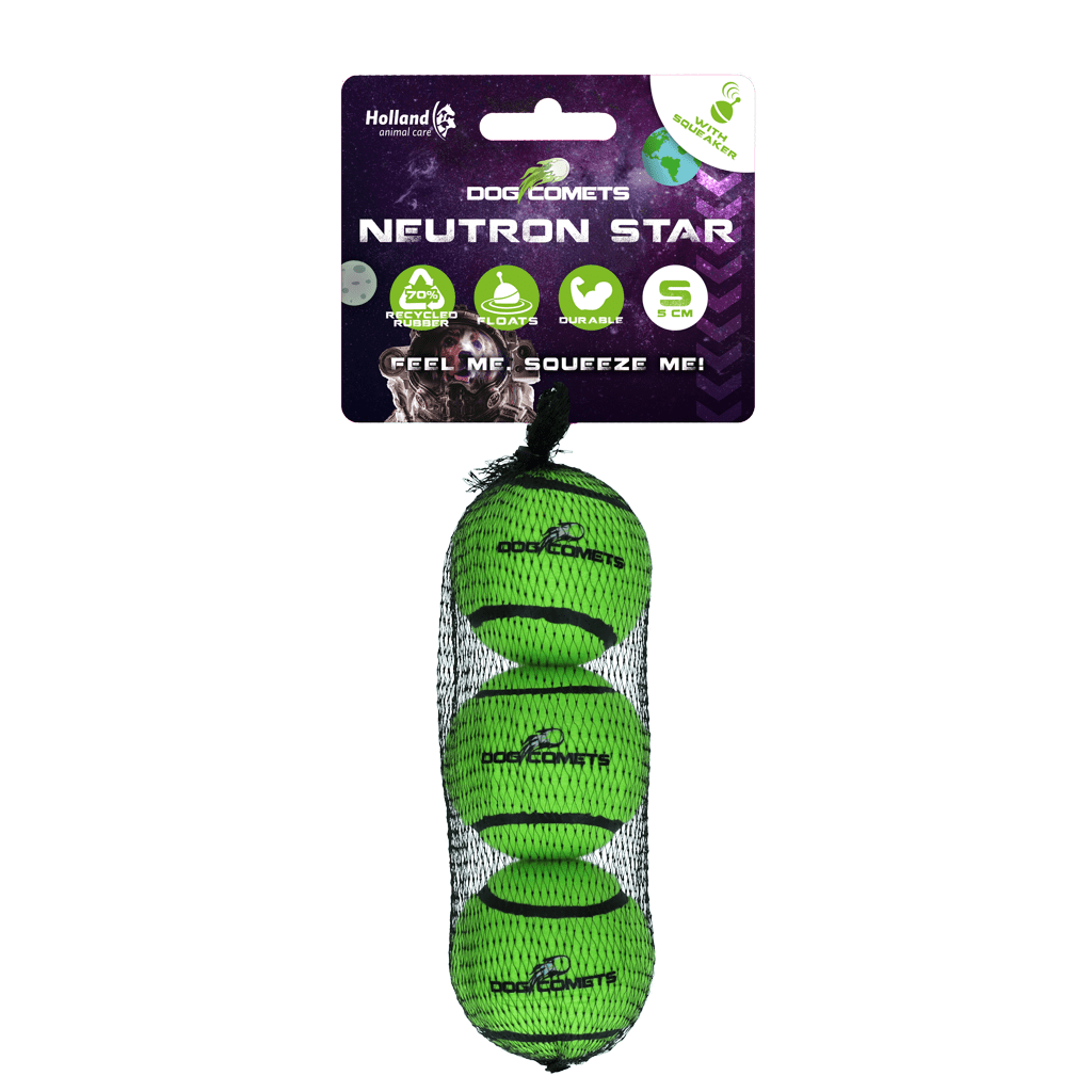 Dog Comets Tennisbal Met Pieper Neutron Star S Groen (3-pack)