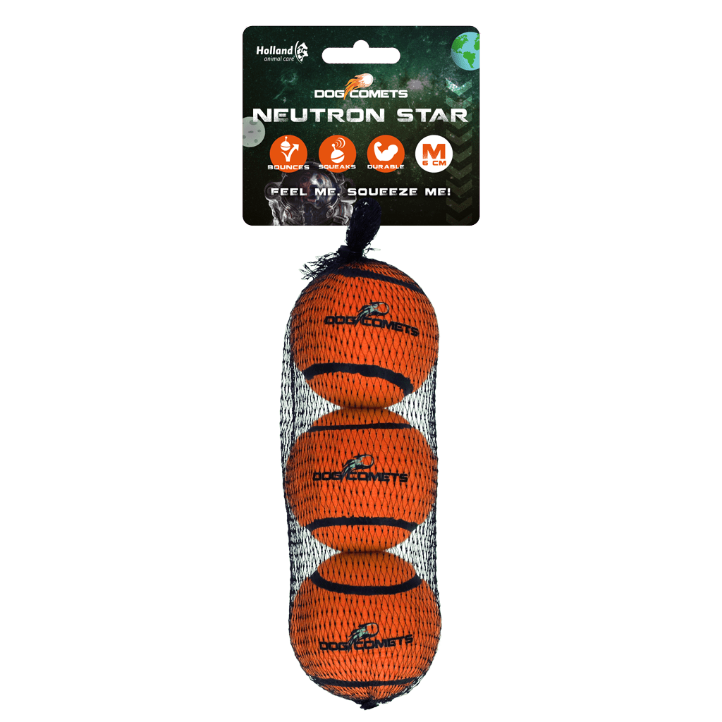 Dog Comets Tennisbal Met Pieper Neutron Star M Oranje (3-pack)