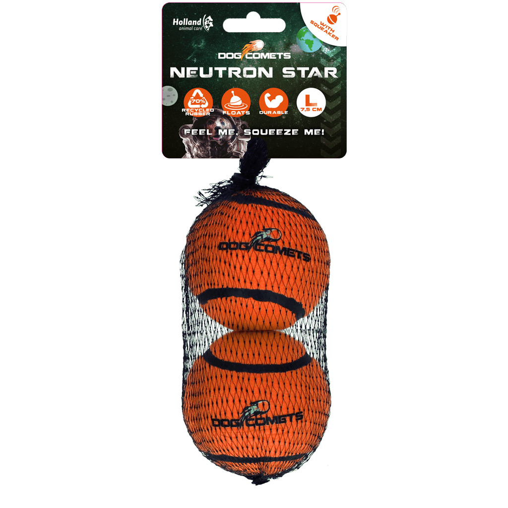 Dog Comets Tennisbal Met Pieper Neutron Star L Oranje (2-pack)