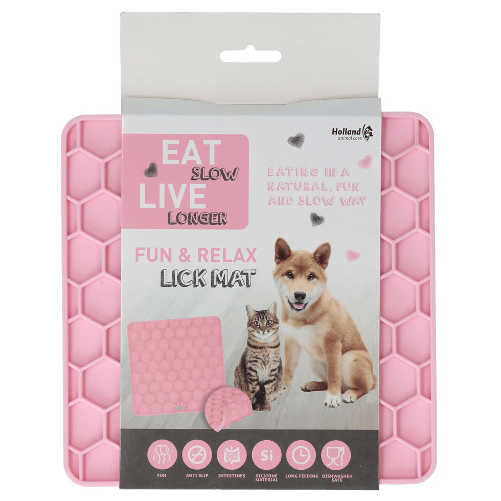 Eat Slow Live Longer Lick Mat Honeycomb Roze