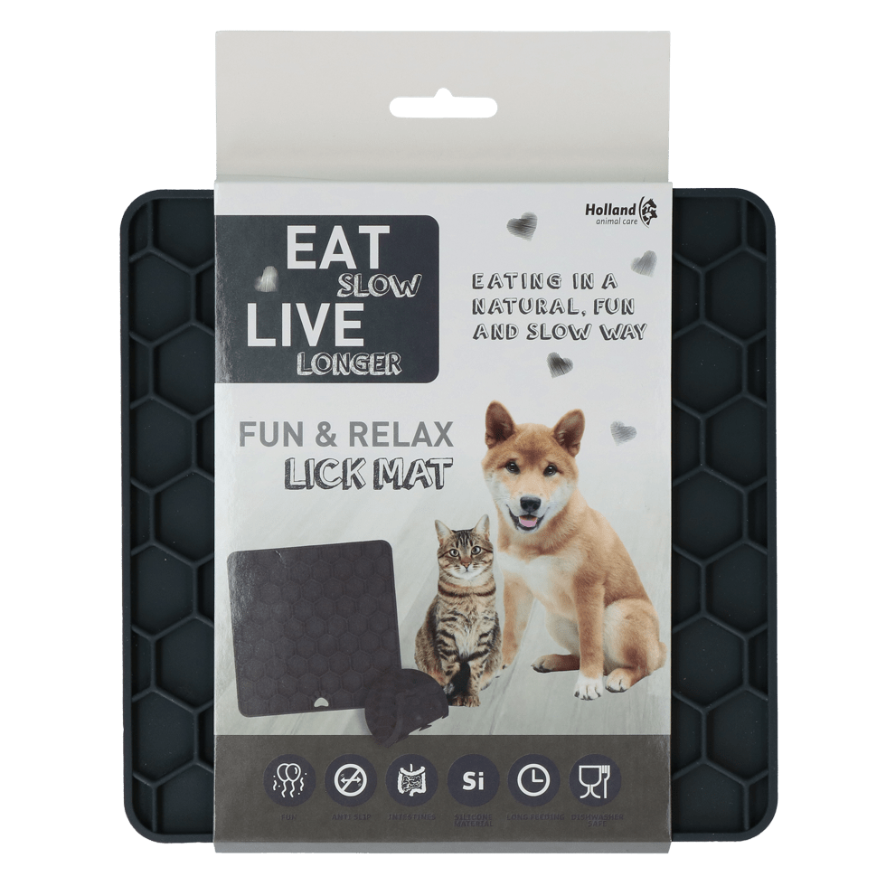 Eat Slow Live Longer Lick Mat Honeycomb Grijs
