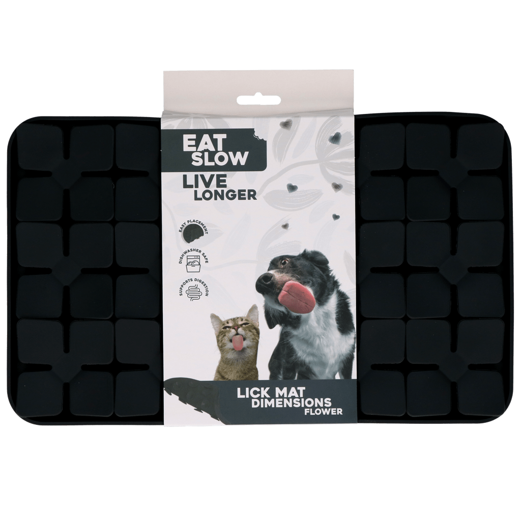 Eat Slow Live Longer Lick Mat Dimensions Flower Grijs