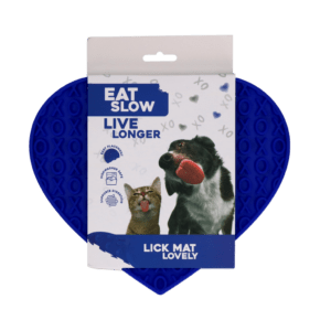Eat Slow Live Longer Lick Mat Lovely Heart Blauw