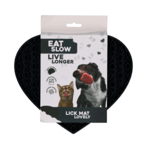 Eat Slow Live Longer Lick Mat Lovely Heart Grijs