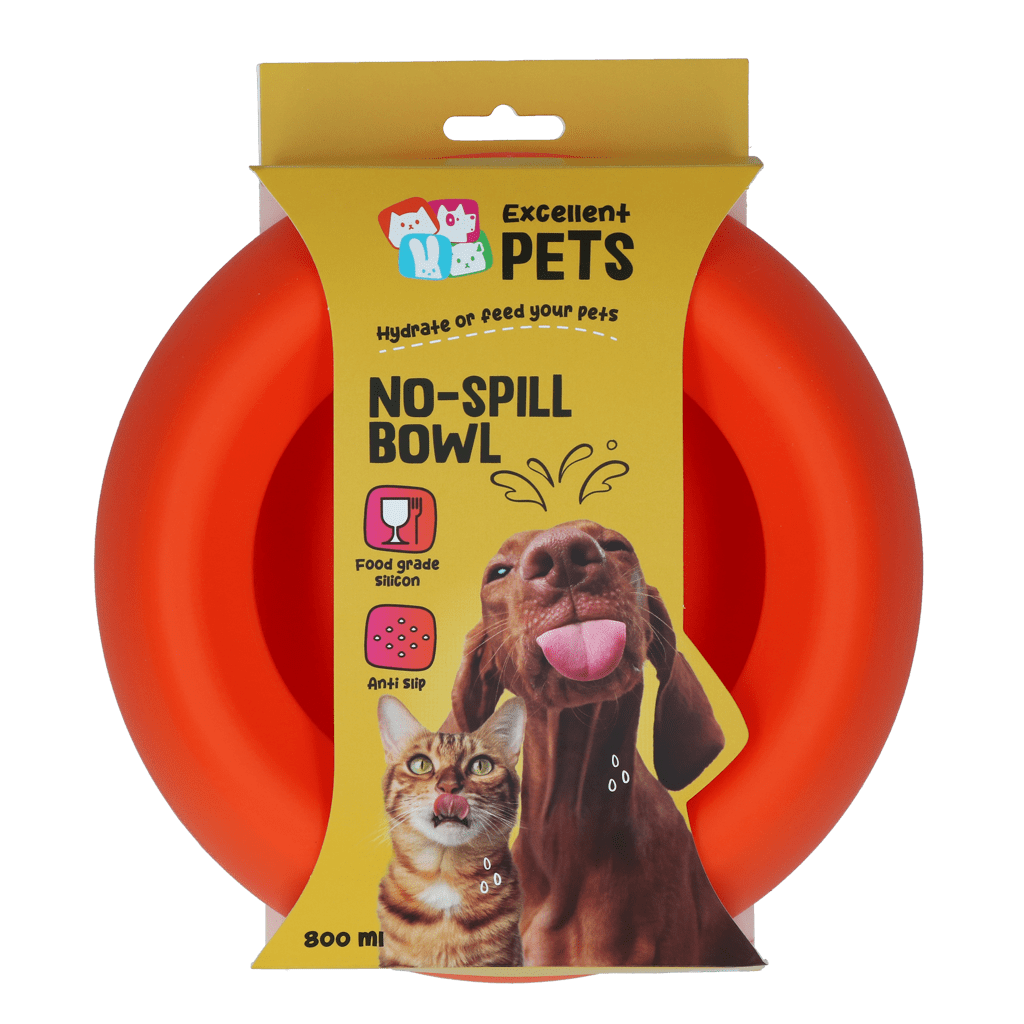 Excellent Pets No-Spill Bowl 800ml Oranje M