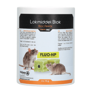 Knock Pest Lokmiddel Blok voor muis&rat Fluo-NP 4 x 15 g