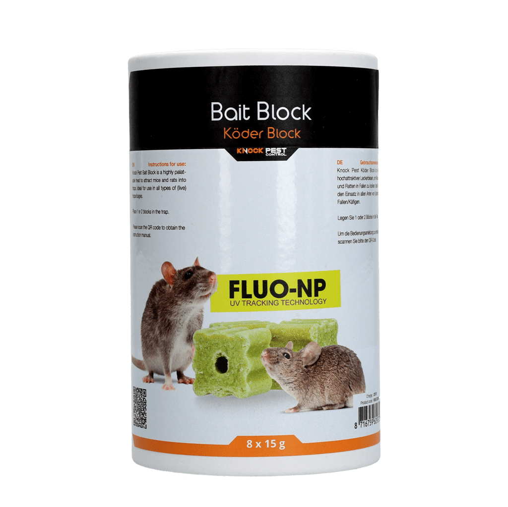 Knock Pest Lokmiddel Blok voor muis&rat Fluo-NP 8 x 15 g