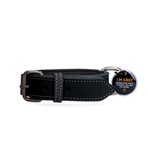 Spotted! Pro Leren Halsband Zwart 2,5 x 45 cm