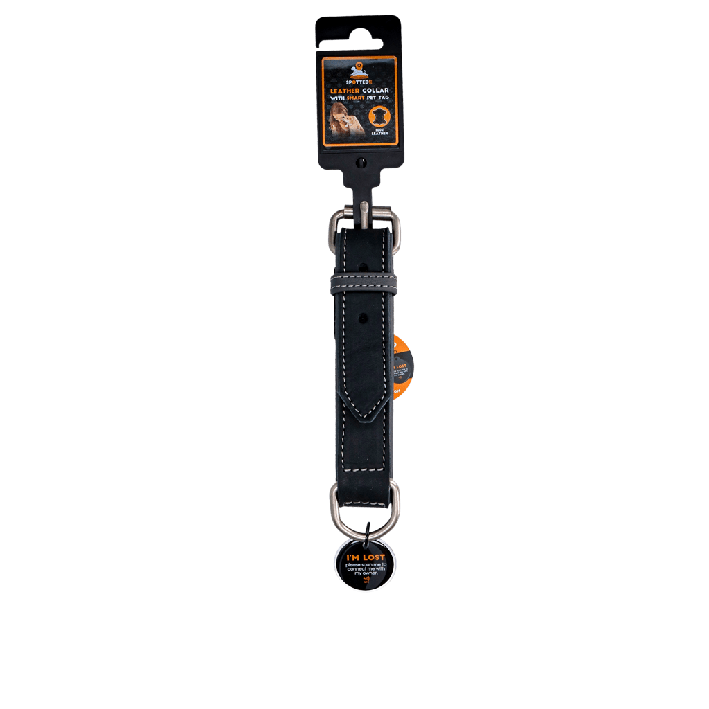 Spotted! Pro Leren Halsband Zwart 2,5 x 50 cm - Afbeelding 3