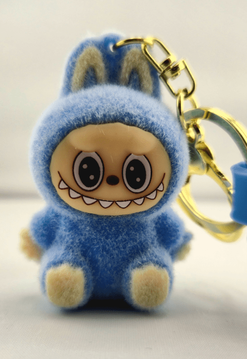 Monster sleutelhanger zittend blauw
