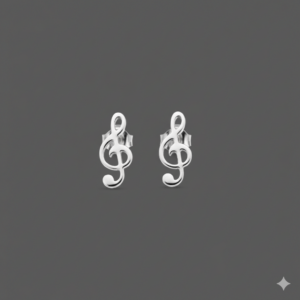 Oorknopjes muzieknoot zilver