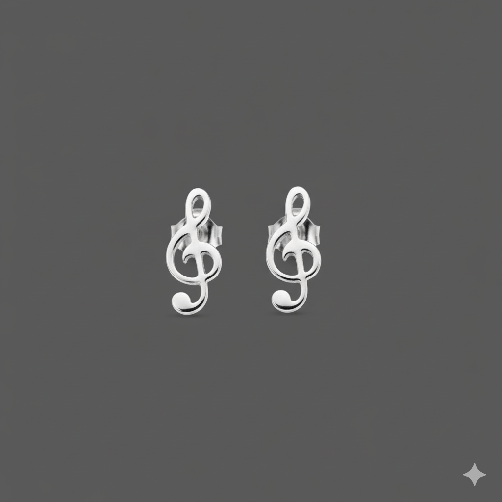 Oorknopjes muzieknoot zilver
