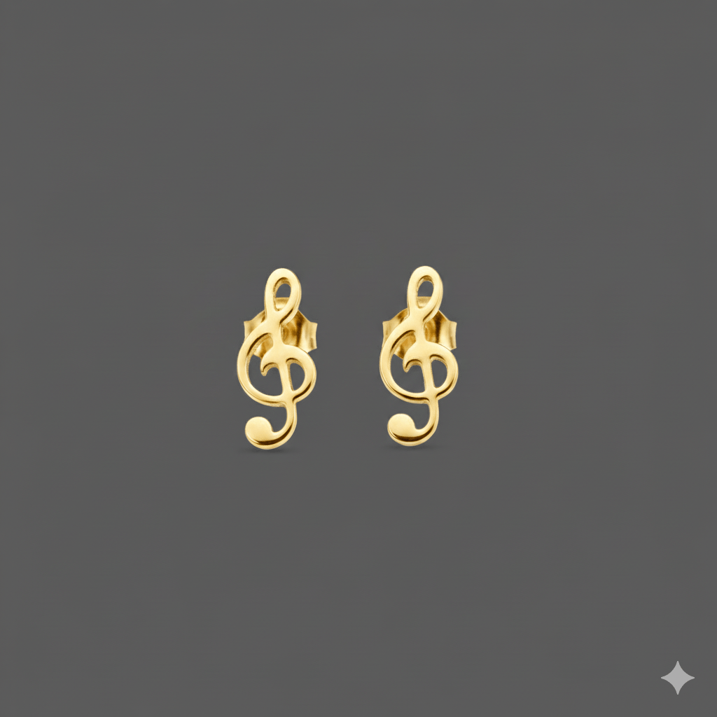 Oorknopjes muziek noot goud